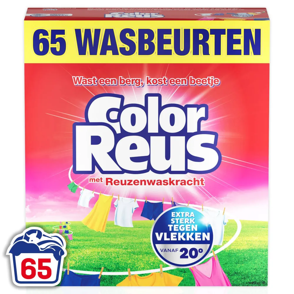Flash Sale Witte Reus Color Reus Poeder - Waspoeder- Gekleurde Was - Grootverpakking - 65 Wasbeurten