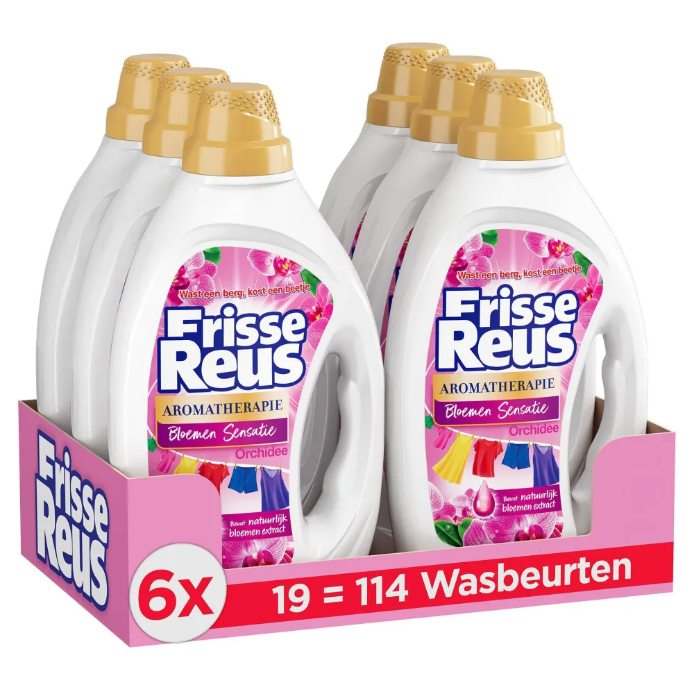 Outlet Witte Reus Gel Orchidee - Vloeibaar Wasmiddel - Gekleurde Was - Voordeelverpakking - 6 X 19 Wasbeurten - 114 Wasbeurten
