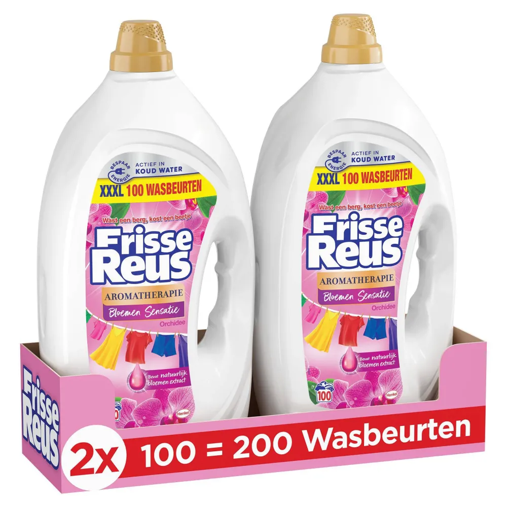 Shop Witte Reus Orchidee Macadamia Gel Vloeibaar Wasmiddel - Gekleurde Was - Voordeelverpakking - 2 X 100 Wasbeurten - 200 Wasbeurten