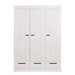 Outlet Woood Connect Kast 3-Deurs Met Lade - Grenen - Wit - 195X140X53
