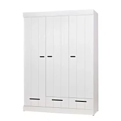 Outlet Woood Connect Kast 3-Deurs Met Lade - Grenen - Wit - 195X140X53