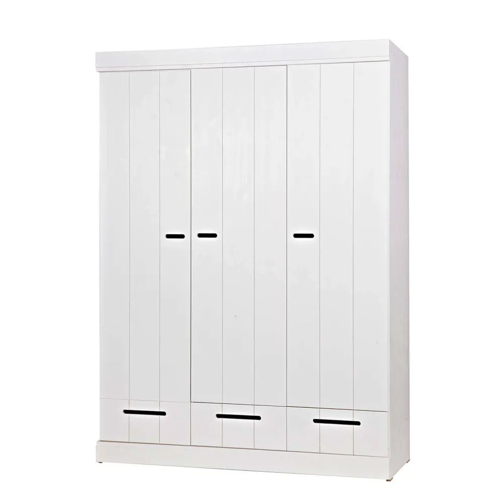 Outlet Woood Connect Kast 3-Deurs Met Lade - Grenen - Wit - 195X140X53
