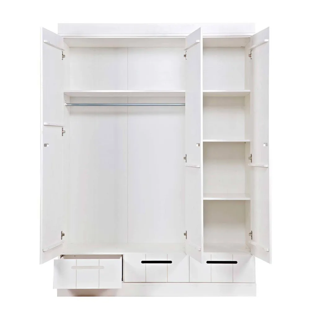 Outlet Woood Connect Kast 3-Deurs Met Lade - Grenen - Wit - 195X140X53