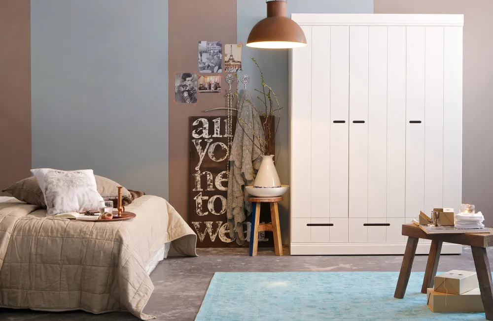 Outlet Woood Connect Kast 3-Deurs Met Lade - Grenen - Wit - 195X140X53