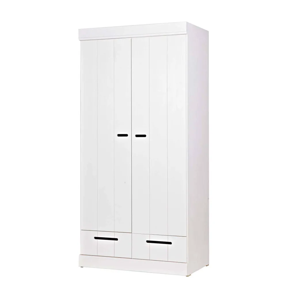 Clearance Woood Connect Kast 2-Deurs Met Lade - Grenen - Wit - 195X94X53 Connect
